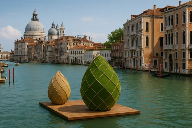 Installation artistique flottante à la Biennale de Venise 2025 sur le Grand Canal