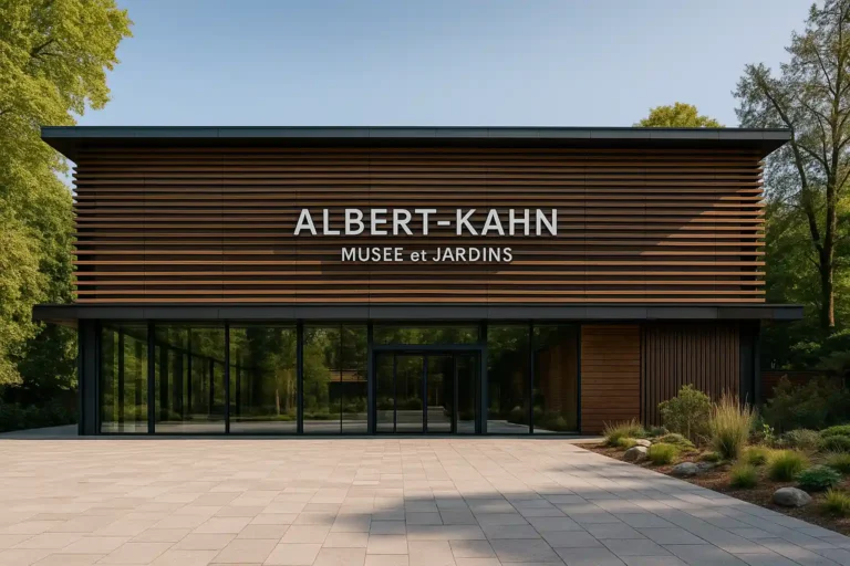 Façade contemporaine du Musée départemental Albert-Kahn à Boulogne-Billancourt, signé Kengo Kuma