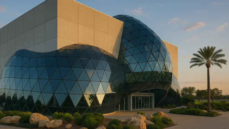 Salvador Dalí Museum (St Petersburg, Floride) – façade Enigma en verre géodésique et structure béton, architecture avant-gardiste au bord de la baie de Tampa.