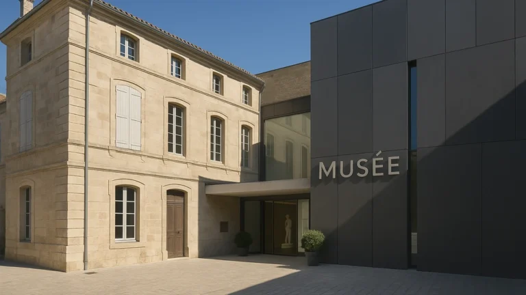 Musée de Lodève (ancien hôtel du cardinal de Fleury) avec façade patrimoniale du XVIIIe siècle et extension contemporaine de 2018, au cœur du centre historique