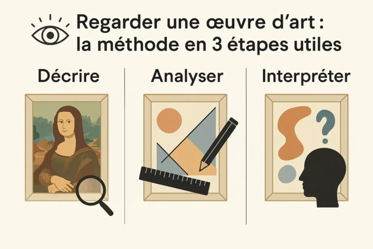 Personne observant attentivement un tableau abstrait dans un musée, ambiance contemplative réaliste